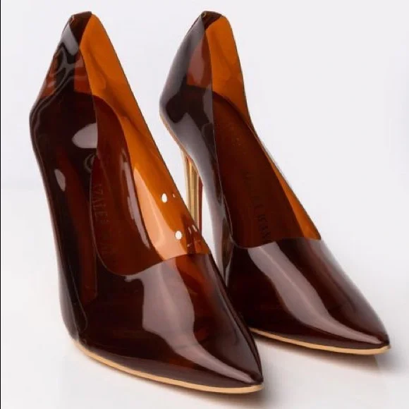 Azalea Wang Caramel PVC High Heel Pumps - Picture 2 of 4